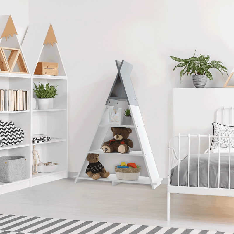 Casa si Gradina - Mobilier - Biblioteci si rafturi - Etajere - Etajera pentru rafturi pentru copii, alb / gri, BARNIE - Infinity.ro