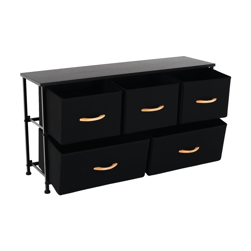 Casa si Gradina - Mobilier - Comode si corpuri - Comode - Comoda cu sertare din material textil, negru/artar rosu, KESIDY TYP 3 - Infinity.ro