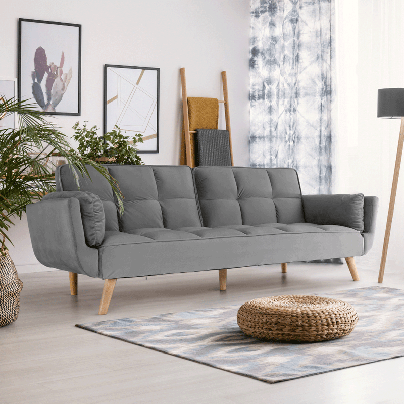 Casa si Gradina - Mobilier - Canapele si coltare - Coltare - Coltar extensibil, catifea gri deschis / fag, KAPRERA NEW - Infinity.ro