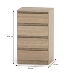 Casa si Gradina - Mobilier - Comode si corpuri - Comode - Comoda cu 4 sertare, stejar sonoma, HANY NEW 014 - Infinity.ro