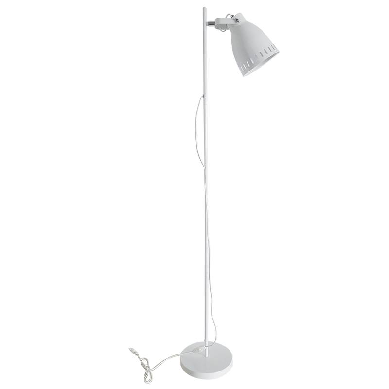 Casa si Gradina - Corpuri si surse de iluminat - Veioze si lampi - Lampadare - Lampa de podea, alba / metalica, AIDEN TIP 2 - Infinity.ro
