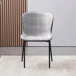 Casa si Gradina - Mobilier - Scaune si fotolii - Scaune - Scaun de luat masa, carouri alb-gri / tesatura gri inchis / piele ecologica, ADIANA - Infinity.ro
