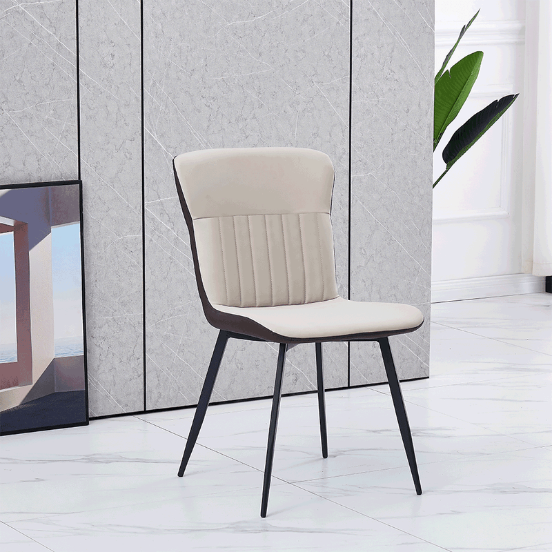 Casa si Gradina - Mobilier - Scaune si fotolii - Scaune - Scaun de luat masa, piele ecologica, bej / maro, KLARISA - Infinity.ro