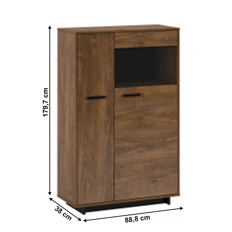 Casa si Gradina/Mobilier/Comode si corpuri/Comode - Comoda/ vitrina, stejar bolzano / negru, dreapta, DELIS C2 - Infinity.ro