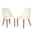 Casa si Gradina - Mobilier - Scaune si fotolii - Scaune - Set 2 scaune living Tuval tapitate piele ecologica alb fildes cu picioare lemn - Infinity.ro