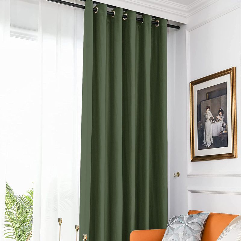Casa si Gradina - Textile si covoare - Perdele si draperii - Draperii - Set draperie din catifea blackout cu inele negre, Madison, 250x265 cm, densitate 700 g ml, Kelp, 2 buc - Infinity.ro