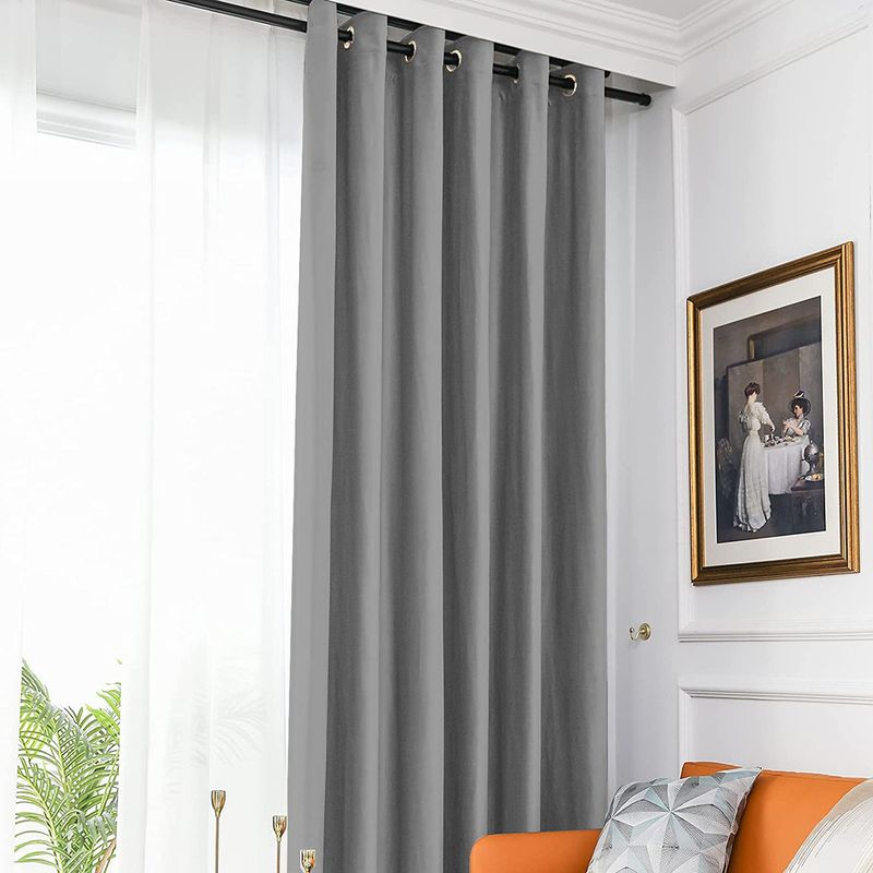 Casa si Gradina - Textile si covoare - Perdele si draperii - Draperii - Set draperie din catifea blackout cu inele albe, Madison, 250x235 cm, densitate 700 g ml, Spanish Gray, 2 buc - Infinity.ro