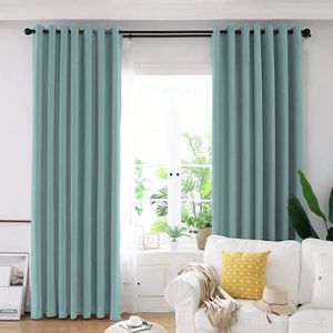 Set draperie din catifea blackout cu inele argintii, Madison, 150x240 cm, densitate 700 g ml, Morning Blue, 2 buc