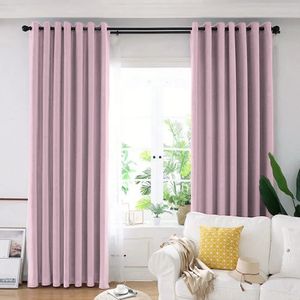 Draperie din catifea blackout cu inele argintii, Madison, 250x235 cm, densitate 700 g ml, Queen Pink, 1 buc