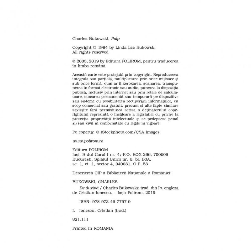 Carti si Birotica - Carti - Fictiune - De duzina, Charles Bukowski - Infinity.ro