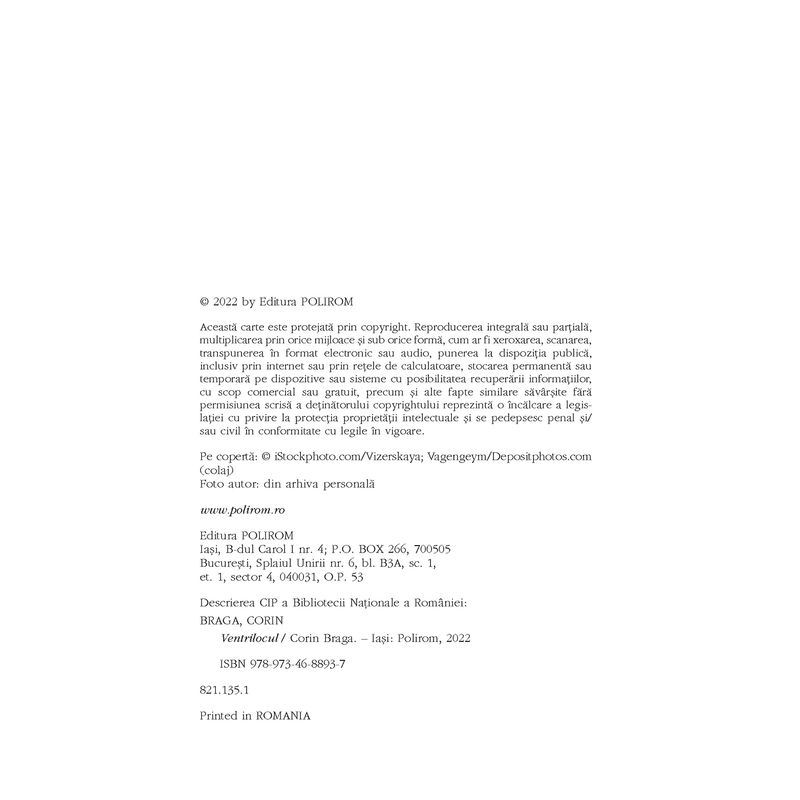 Carti si Birotica - Carti - Fictiune - Ventrilocul, Corin Braga - Infinity.ro