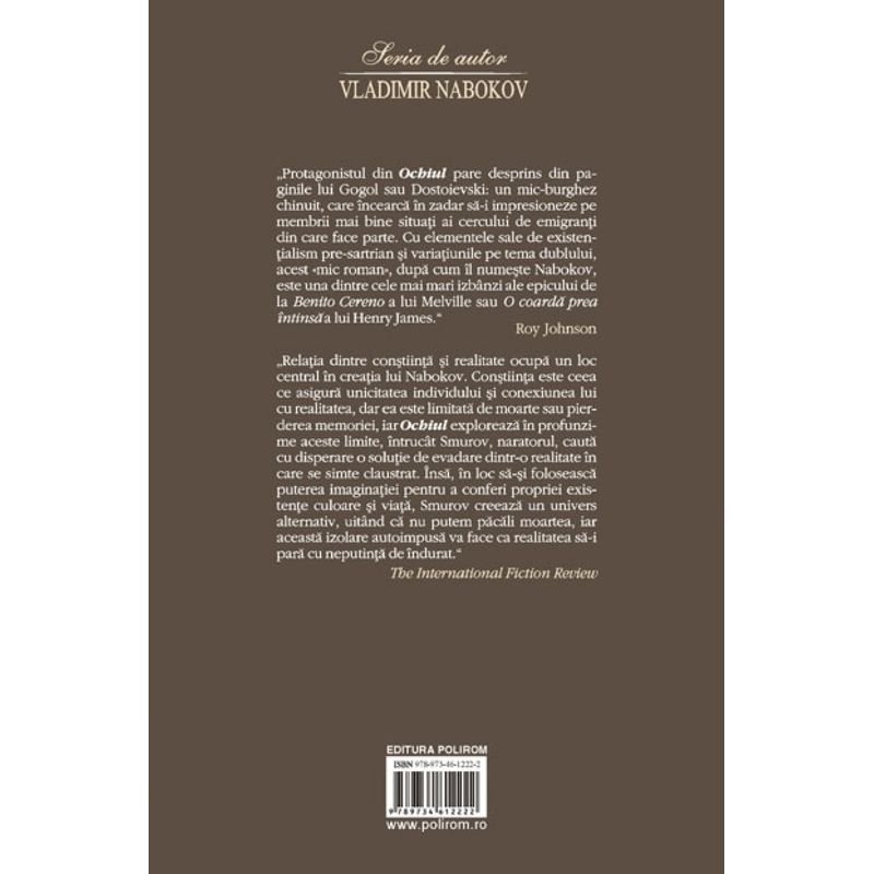 Carti si Birotica - Carti - Fictiune - Ochiul - Vladimir Nabokov - Infinity.ro