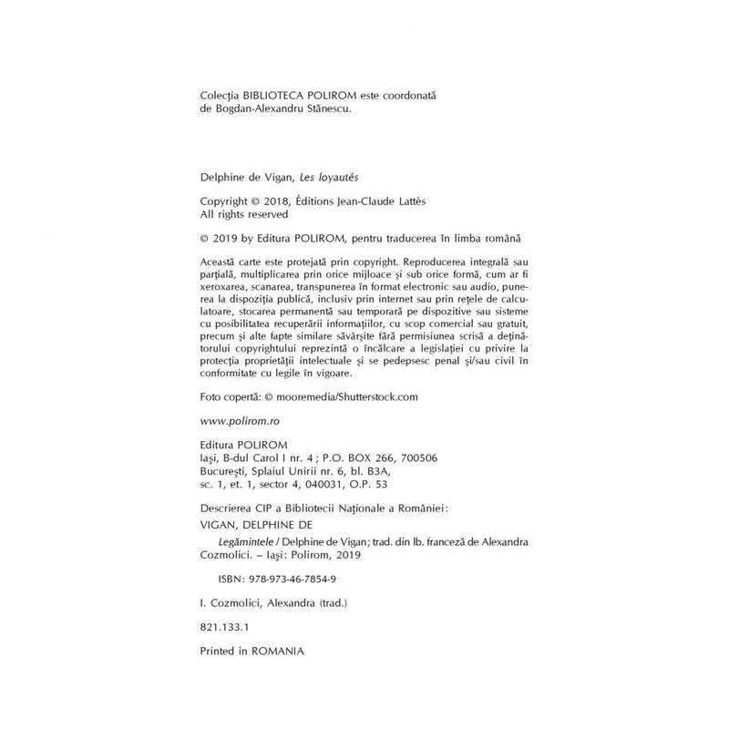 Carti si Birotica - Carti - Fictiune - Legamintele - Delphine de Vigan, ed 2019 - Infinity.ro