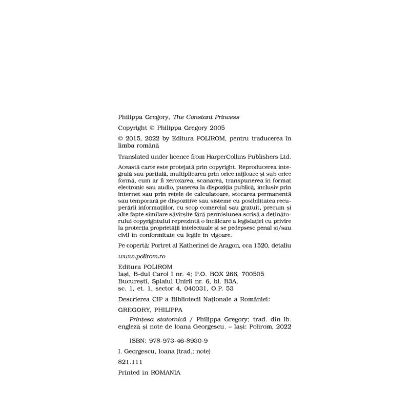 Carti si Birotica - Carti - Fictiune - Printesa statornica - Philippa Gregory, editia 2022 - Infinity.ro