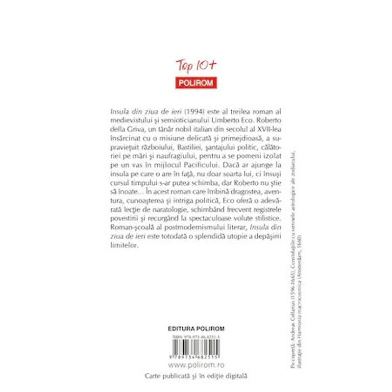 Carti si Birotica - Carti - Fictiune - Insula din ziua de ieri, Umberto Eco - Infinity.ro