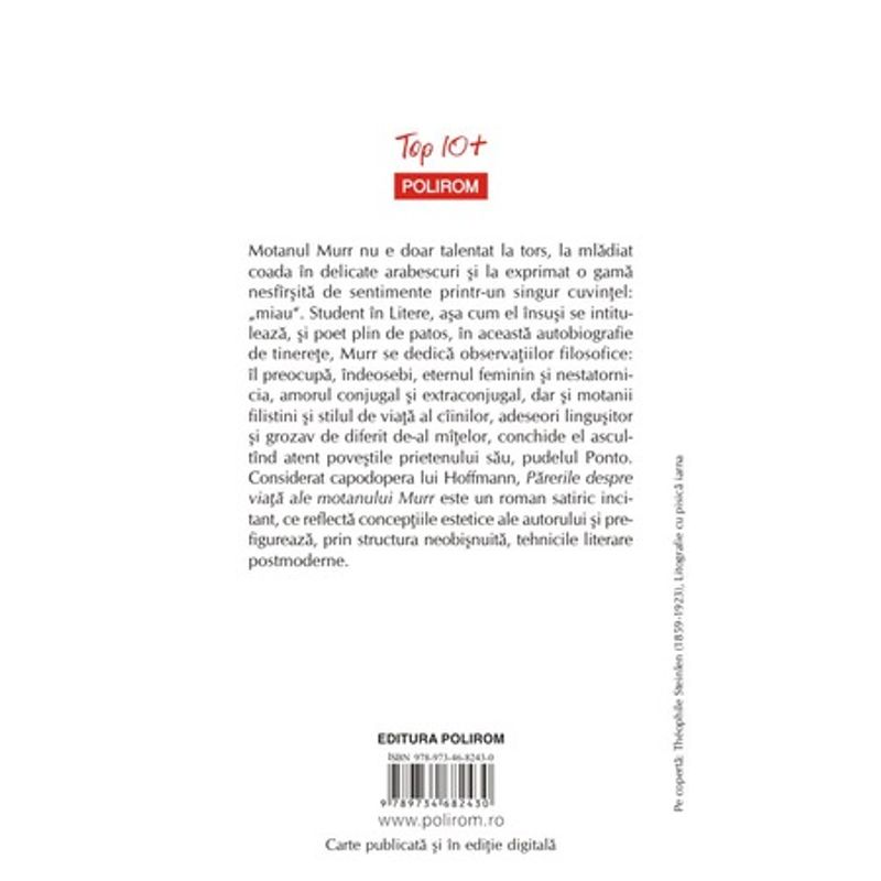 Carti si Birotica - Carti - Fictiune - Parerile despre viata ale motanului Murr, E.T.A. Hoffmann - Infinity.ro