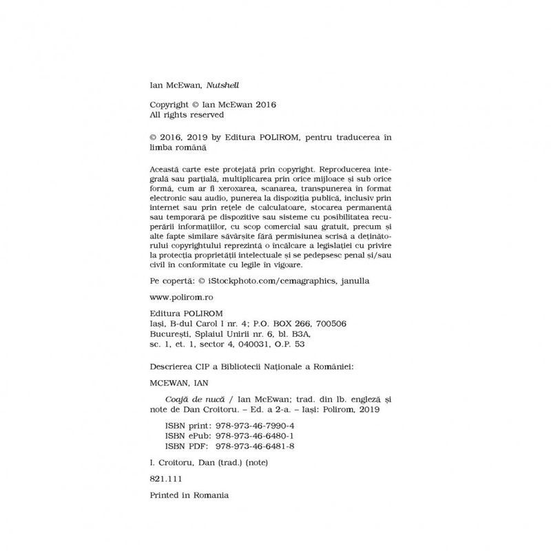 Carti si Birotica - Carti - Fictiune - Coaja de nuca - Ian McEwan, editia 2019 - Infinity.ro