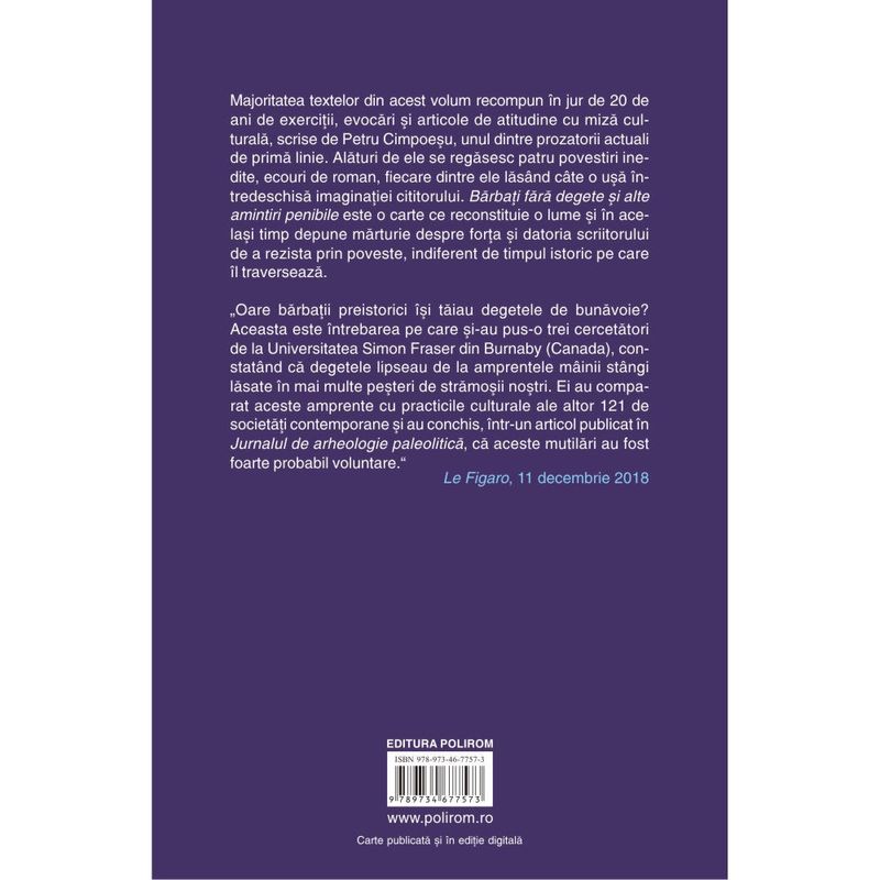 Carti si Birotica - Carti - Fictiune - Barbati fara degete si alte amintiri penibile, Petru Cimpoesu - Infinity.ro