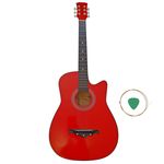TV, Audio-Video si Foto - Instrumente muzicale - Instrumente clasice - Chitara clasica din lemn IdeallStore®, Red Raven, 95 cm, model Cutaway, rosie, pana inclusa - Infinity.ro