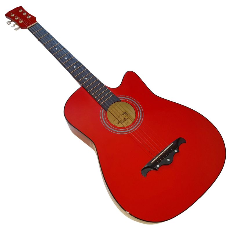 TV, Audio-Video si Foto - Instrumente muzicale - Instrumente clasice - Chitara clasica din lemn IdeallStore®, Red Raven, 95 cm, model Cutaway, rosie, pana inclusa - Infinity.ro