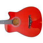 TV, Audio-Video si Foto - Instrumente muzicale - Instrumente clasice - Chitara clasica din lemn IdeallStore®, Red Raven, 95 cm, model Cutaway, rosie, pana inclusa - Infinity.ro