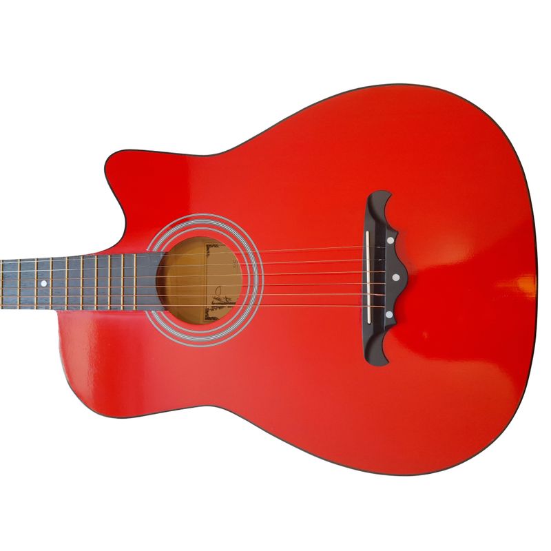 TV, Audio-Video si Foto - Instrumente muzicale - Instrumente clasice - Chitara clasica din lemn IdeallStore®, Red Raven, 95 cm, model Cutaway, rosie, pana inclusa - Infinity.ro