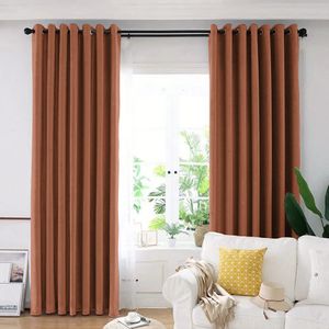 Set draperie din catifea blackout cu inele crom, Madison, 150x235 cm, densitate 700 g ml, Sepia, 2 buc