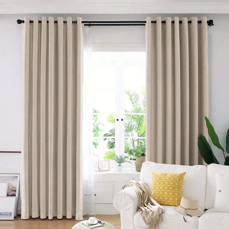 Casa si Gradina - Textile si covoare - Perdele si draperii - Draperii - Set draperie din catifea blackout cu inele auriu antic, Madison, 250x210 cm, densitate 700 g ml, Beaver, 2 buc - Infinity.ro