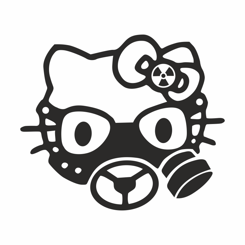 Sticker auto cu hello kitty, tuning, JDM, 20cm, negru Marketplace