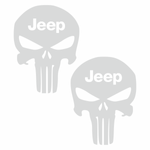 Auto si Moto - Intretinere auto - Stickere auto - Set 2 stickere off-road, Priti Global, cu Punisher pentru Jeep, cap de schelet, Alb, 30 x 24 cm - Infinity.ro