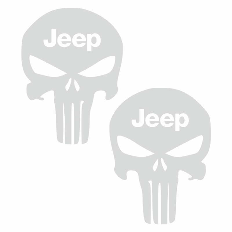 Auto si Moto - Intretinere auto - Stickere auto - Set 2 stickere off-road, Priti Global, cu Punisher pentru Jeep, cap de schelet, Alb, 30 x 24 cm - Infinity.ro