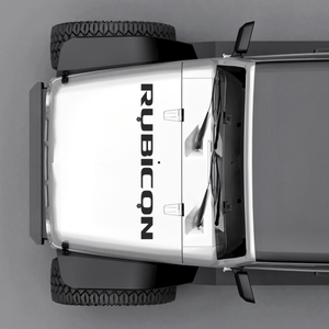 Set 2 stickere auto, Priti Global, pentru portbagaj sau capota, Jeep Rubicon, Negru, 97 x 7,5 cm