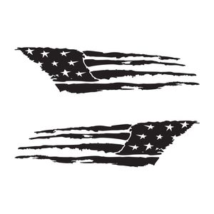 Set 2 stickere auto cu steagul Americii, US Flag, Priti Global, Negru, 97 x 24 cm