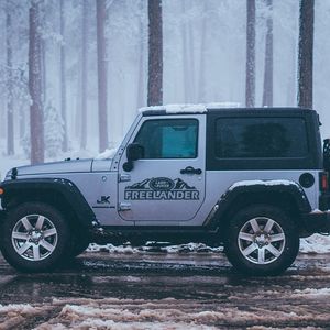 Sticker auto pentru Land Rover, Priti Global, cu munti, FREELANDER, Negru, 48 x 14 cm