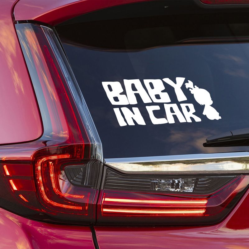 Auto si Moto - Intretinere auto - Stickere auto - Sticker auto pentru luneta, portbagaj, geam, Priti Global, Baby in car, Alb, 20 x 9 cm - Infinity.ro