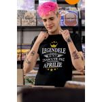 Fashion, accesorii si bijuterii - Barbati - Imbracaminte - Tricouri si bluze barbati - Tricou barbati, Priti Global, cadou unic pentru prieteni, Legendele sunt nascute in Aprilie, Negru, S - Infinity.ro