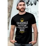 Fashion, accesorii si bijuterii - Barbati - Imbracaminte - Tricouri si bluze barbati - Tricou barbati, Priti Global, cadou unic pentru prieteni, Legendele sunt nascute in Mai, Negru, S - Infinity.ro