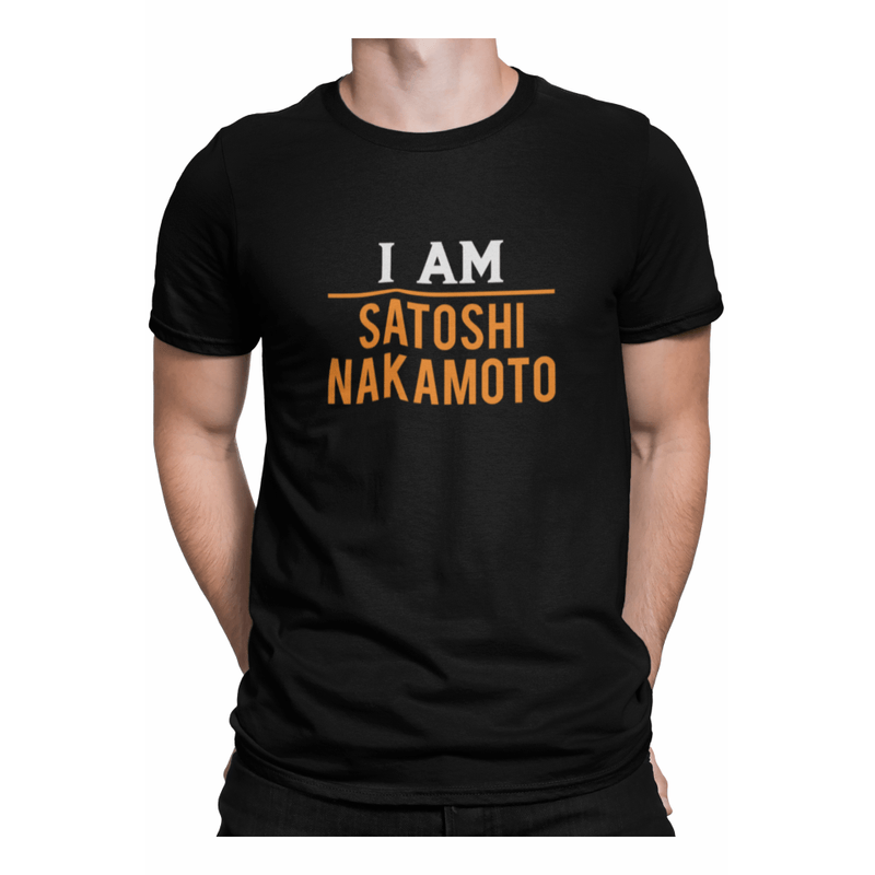 Fashion, accesorii si bijuterii - Barbati - Imbracaminte - Tricouri si bluze barbati - Tricou barbati, Priti Global, personalizat cu mesaj amuzant, I am satoshi nakamoto, Negru, S - Infinity.ro