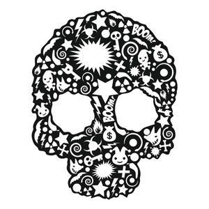 Set doua stickere auto skull, pentru usi sau capota, negru, 30 x 30