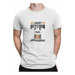 Tricou pentru mineri, Priti Global, personalizat cu mesaj amuzant, I accept bitcoin conversations