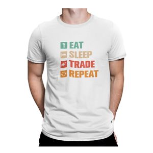 Tricou personalizat cu mesaj amuzant, Priti Global, pentru investitori in crypto, Eat, Sleep, Trade, Repeat-4740
