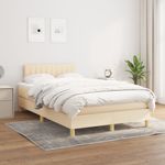 Casa si Gradina - Mobilier - Paturi si accesorii - Paturi - Pat box spring cu saltea, crem, 120x200 cm, textil - Infinity.ro