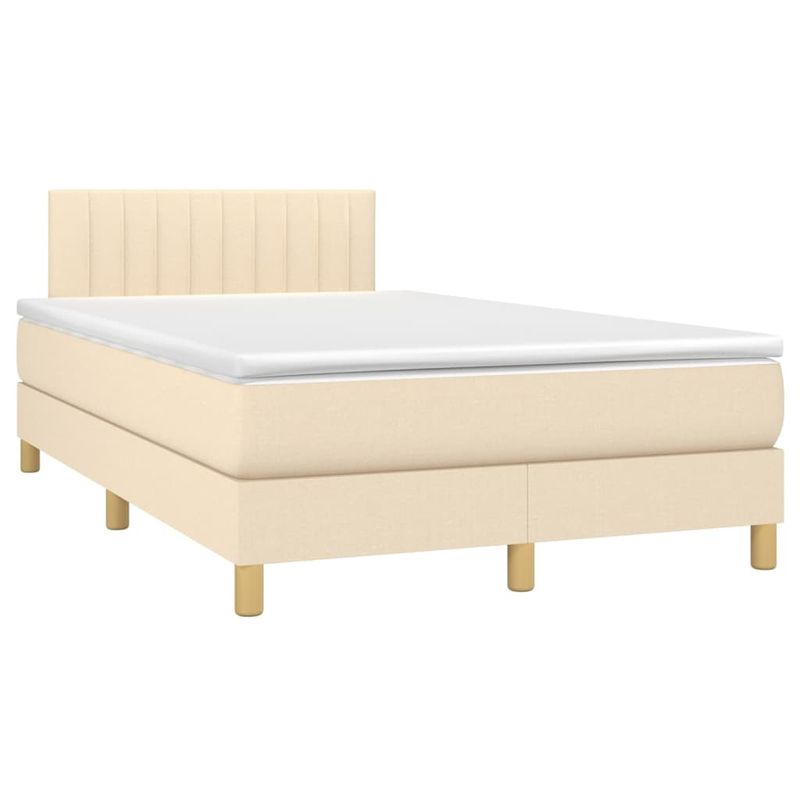 Casa si Gradina - Mobilier - Paturi si accesorii - Paturi - Pat box spring cu saltea, crem, 120x200 cm, textil - Infinity.ro