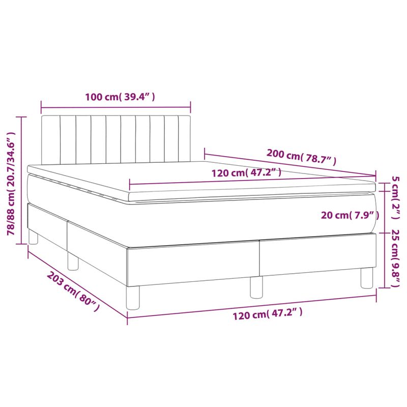 Casa si Gradina - Mobilier - Paturi si accesorii - Paturi - Pat box spring cu saltea, crem, 120x200 cm, textil - Infinity.ro