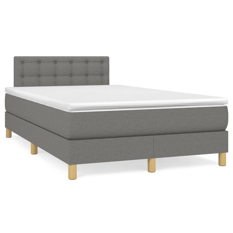 Casa si Gradina - Mobilier - Paturi si accesorii - Paturi - Pat box spring cu saltea, gri inchis, 120x200 cm, textil - Infinity.ro