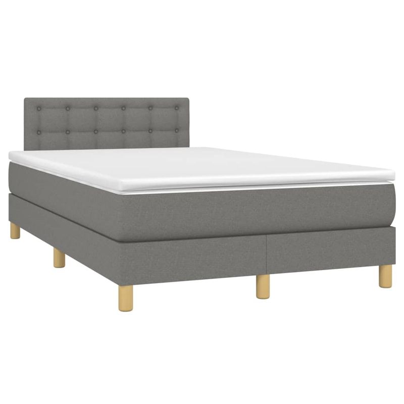 Casa si Gradina - Mobilier - Paturi si accesorii - Paturi - Pat box spring cu saltea, gri inchis, 120x200 cm, textil - Infinity.ro