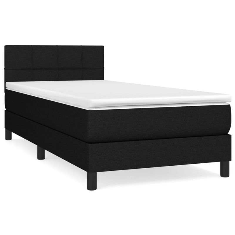 Casa si Gradina - Mobilier - Paturi si accesorii - Paturi - Pat box spring cu saltea, negru, 90x200 cm, textil - Infinity.ro