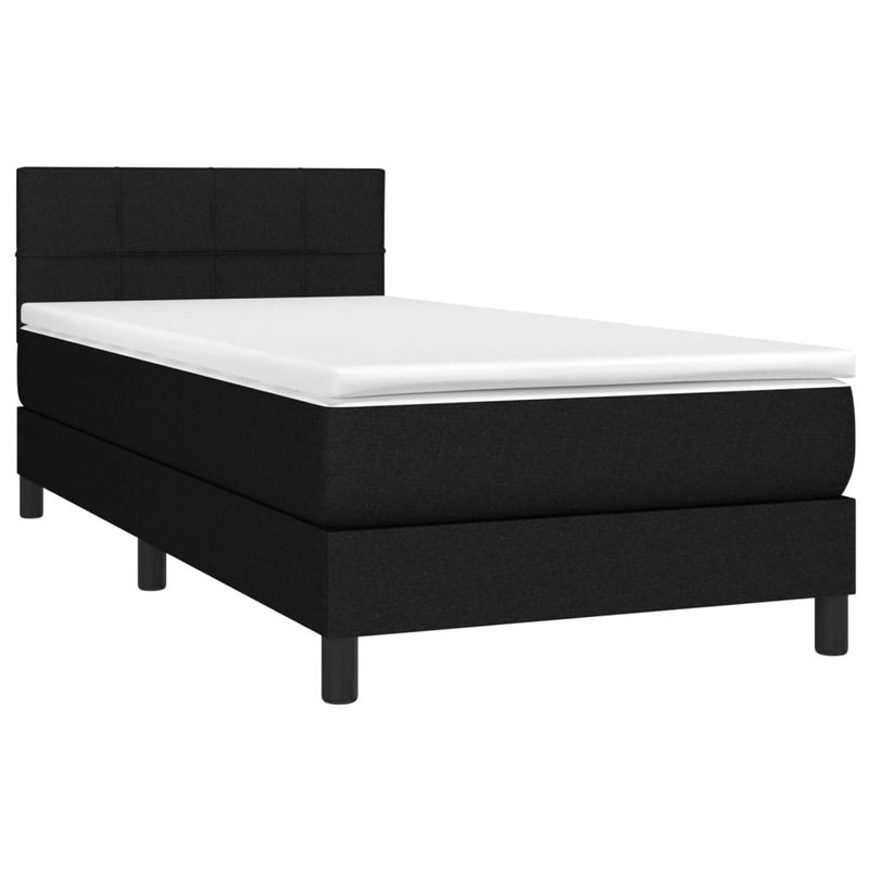 Casa si Gradina - Mobilier - Paturi si accesorii - Paturi - Pat box spring cu saltea, negru, 90x200 cm, textil - Infinity.ro