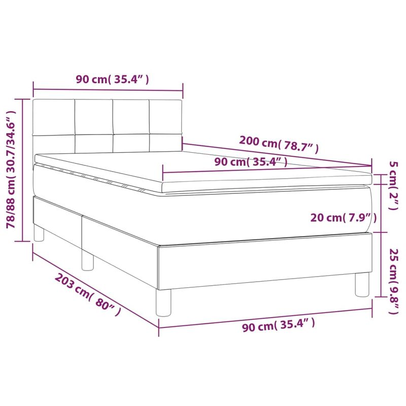 Casa si Gradina - Mobilier - Paturi si accesorii - Paturi - Pat box spring cu saltea, negru, 90x200 cm, textil - Infinity.ro