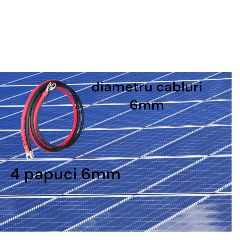 Auto si Moto - Electrice auto - Baterii auto - Set cablu baterie, diametru 6mm, rosu, negru, 2x25 cm,cu papuci 6mm, ambele capete, rezistent UV - Infinity.ro